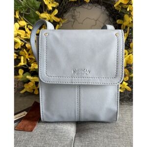 NEW American Leather Co. Kansas Glove Leather Crossbody Bag Purse Pool Blue